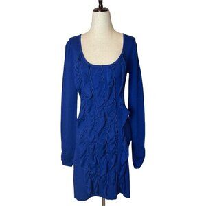 Jump Girl Royal‎ Blue Long Sleeve Ruffle Mini Sheath Dress Size S